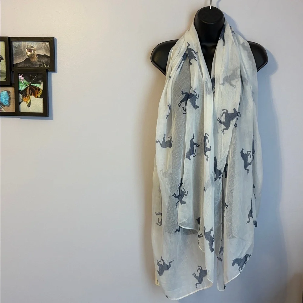 Icing Tryon International Equestrian Center Blue White Horse Scarf Cover Up